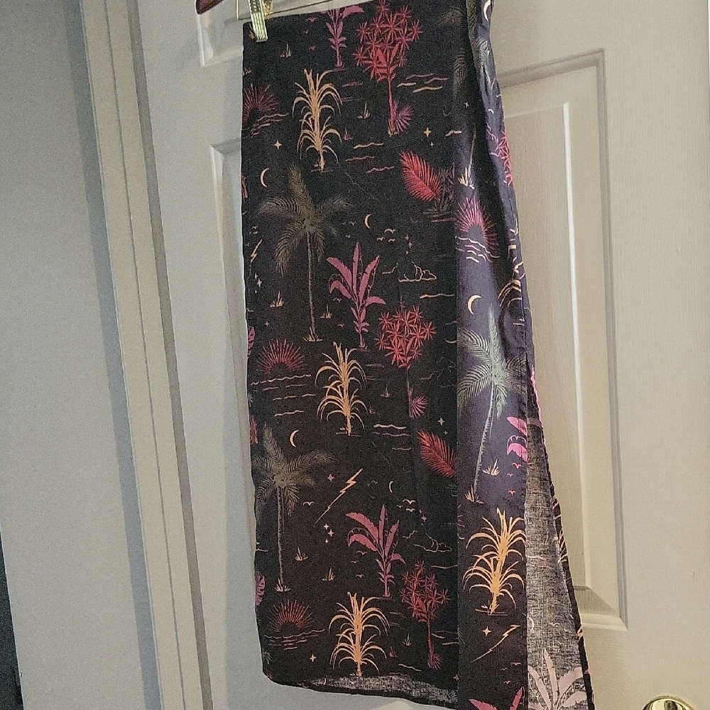 Marine Layer Black and Pink Midi Skirt